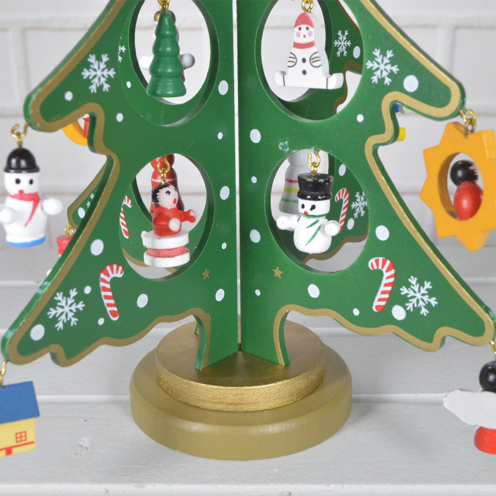 Suministros de fábrica, árbol de Navidad pequeño de madera, regalos de Navidad, decoración de mesa navideña, decoración DIY 3D 5