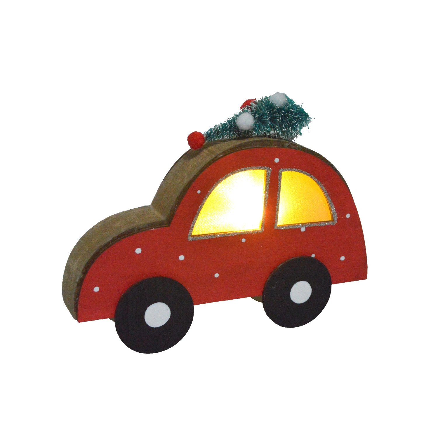 Mesa de coche roja de madera de fábrica con iluminación LED, regalo de Navidad, decoración 1
