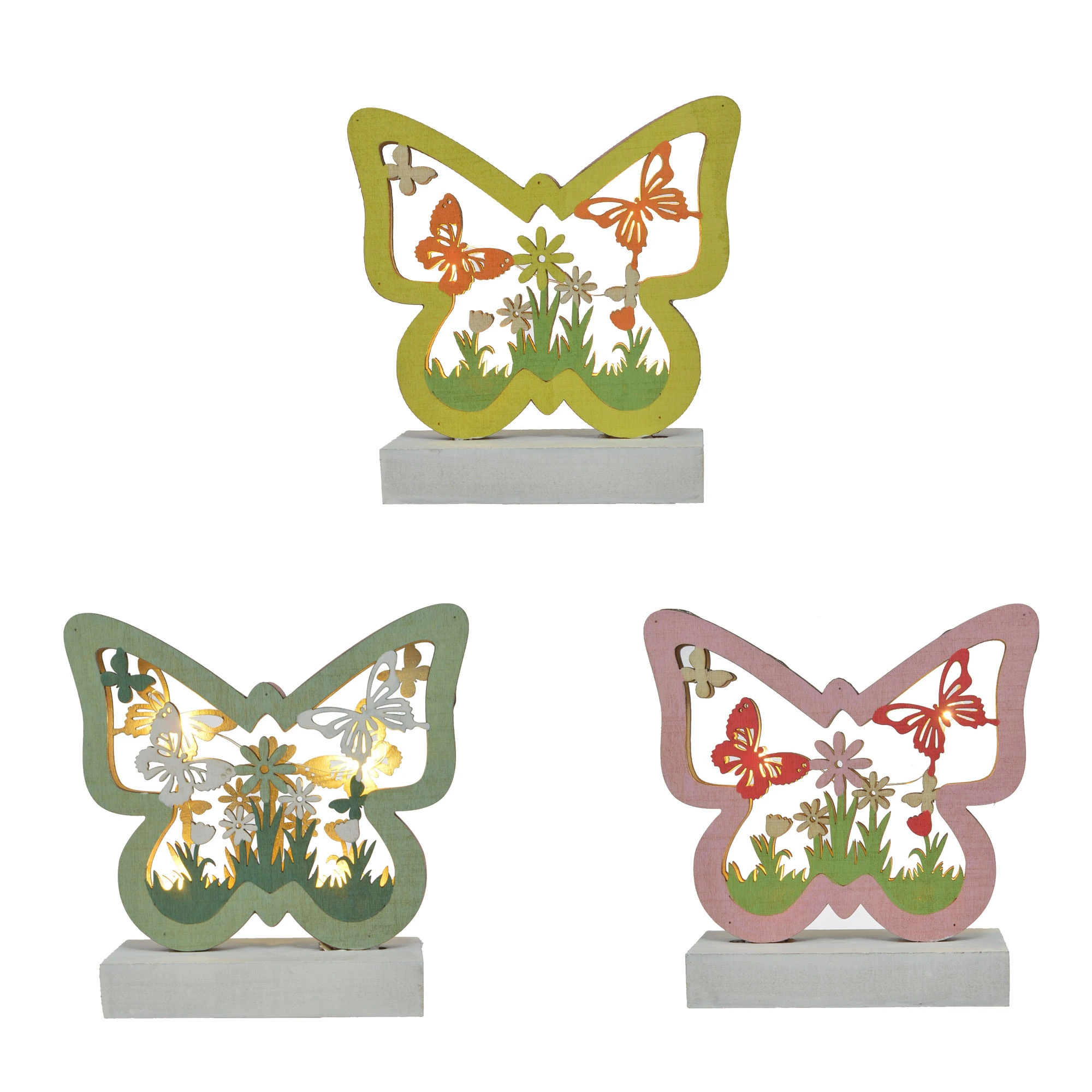 Adornos de madera de Pascua con forma de mariposa y flores para la mesa de la fiesta de Pascua. 1