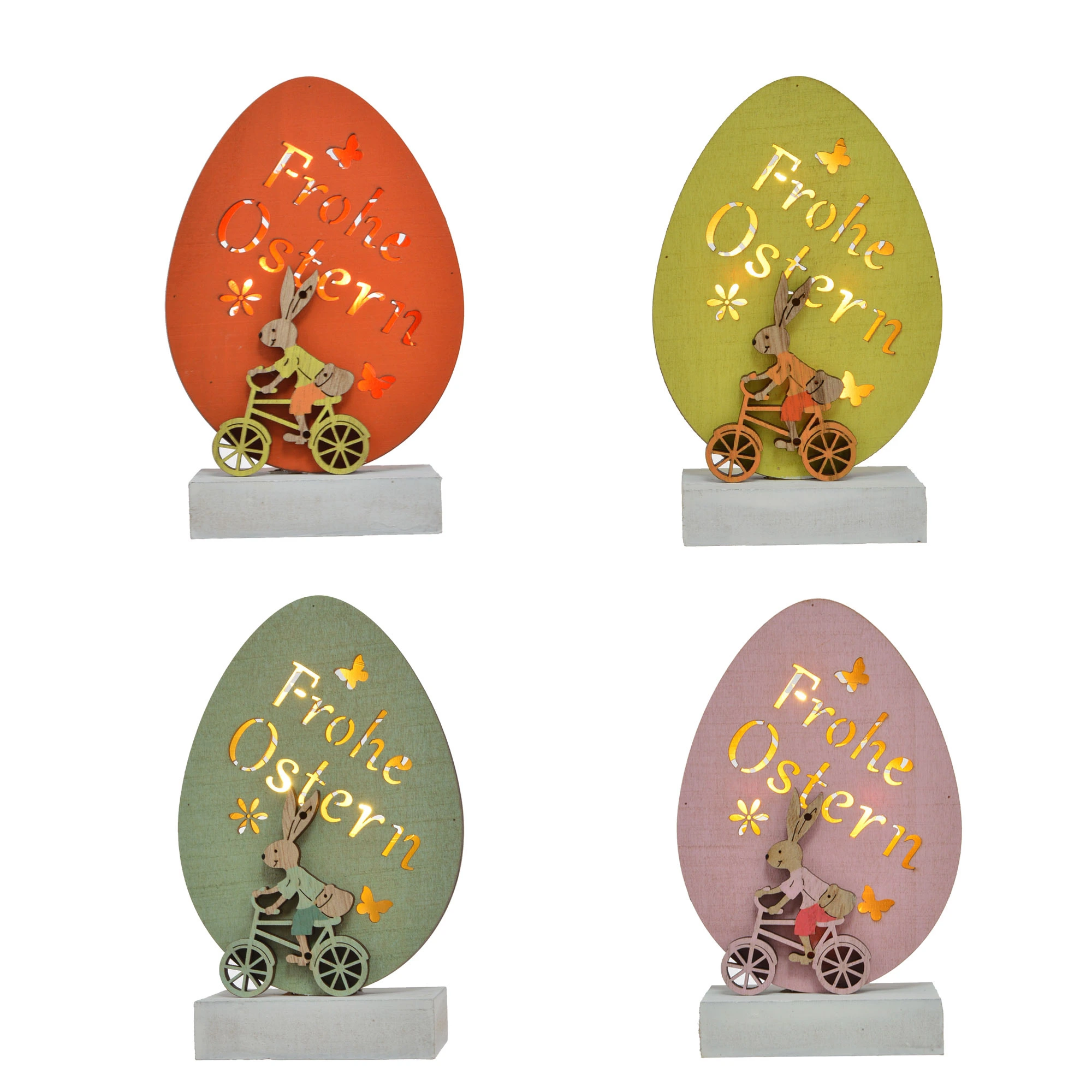 LED Spring Easter Wood Ornaments Egg Shape With Cute Rabit For Easter Party Desktop Decoration 1