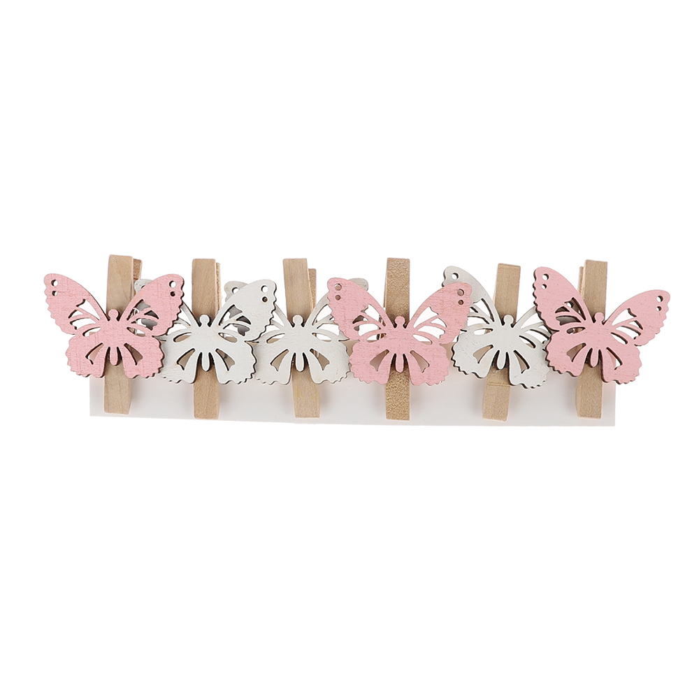 Clip para sujetar fotos con forma de mariposa de madera, artículos de decoración para Pascua. 1