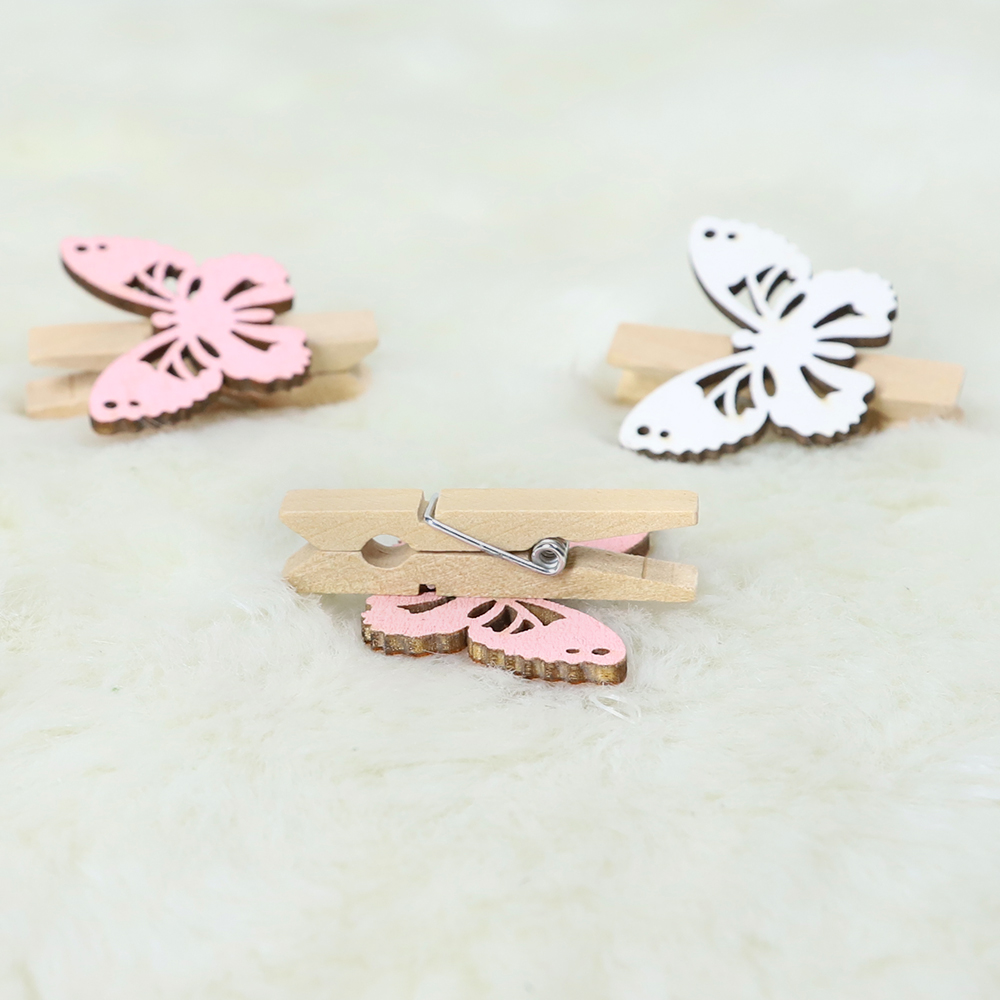 Clip para sujetar fotos con forma de mariposa de madera, artículos de decoración para Pascua. 3
