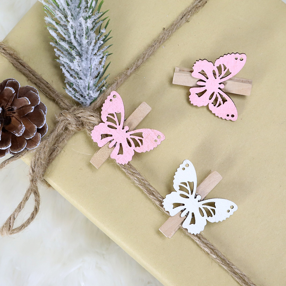 Clip para sujetar fotos con forma de mariposa de madera, artículos de decoración para Pascua. 4