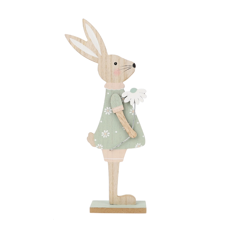 Recién llegado, decoración de conejito de Pascua, conejo de madera, artesanía, decoración para festivales 1
