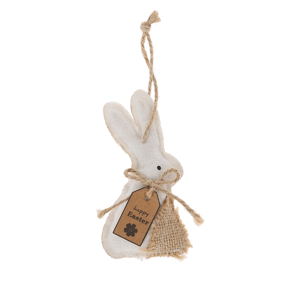 Conejo de lino blanco y marrón colgante de arpillera, artículos para el hogar, decoración 1