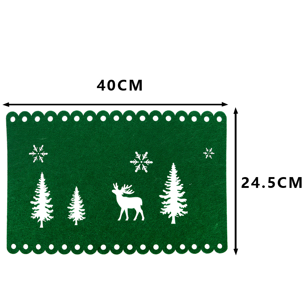 Tapetes de fieltro con forma de árbol de Navidad, troquelados, rectangulares, con forma de reno. 2