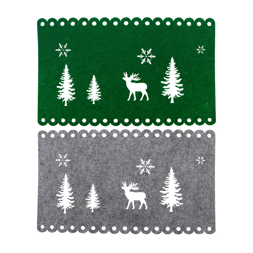 Tapetes de fieltro con forma de árbol de Navidad, troquelados, rectangulares, con forma de reno. 4