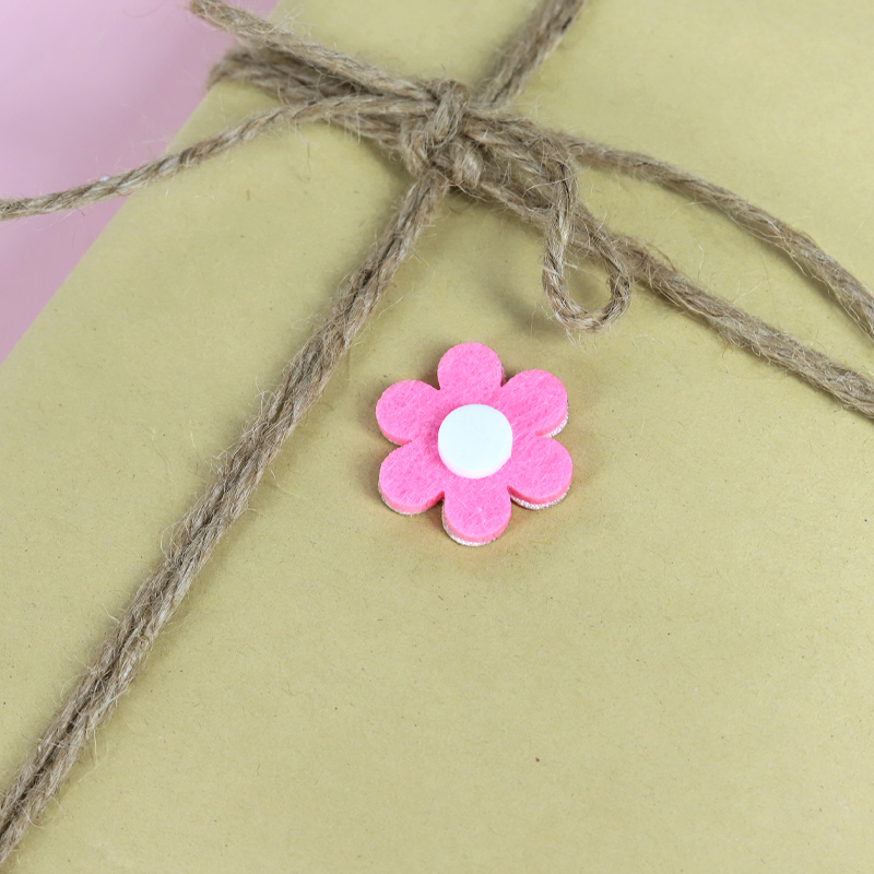 wholesale pink felt flower sticker child party decoration easter ornament 4