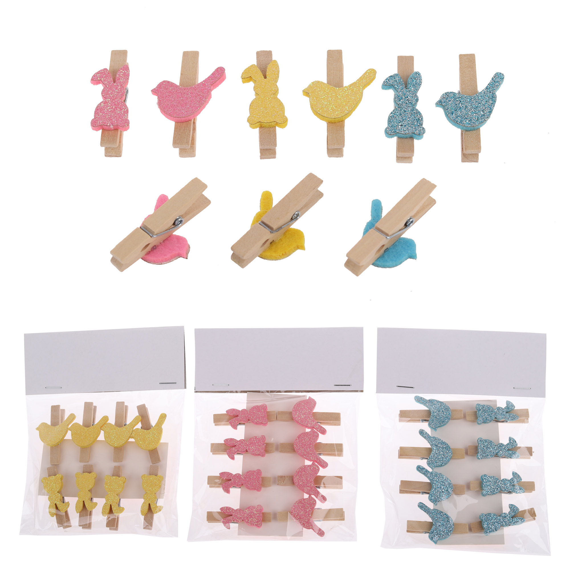 wholesale wood gift decor wooden craft party favors card rabbit peg bird clip paper pin clothespin 1