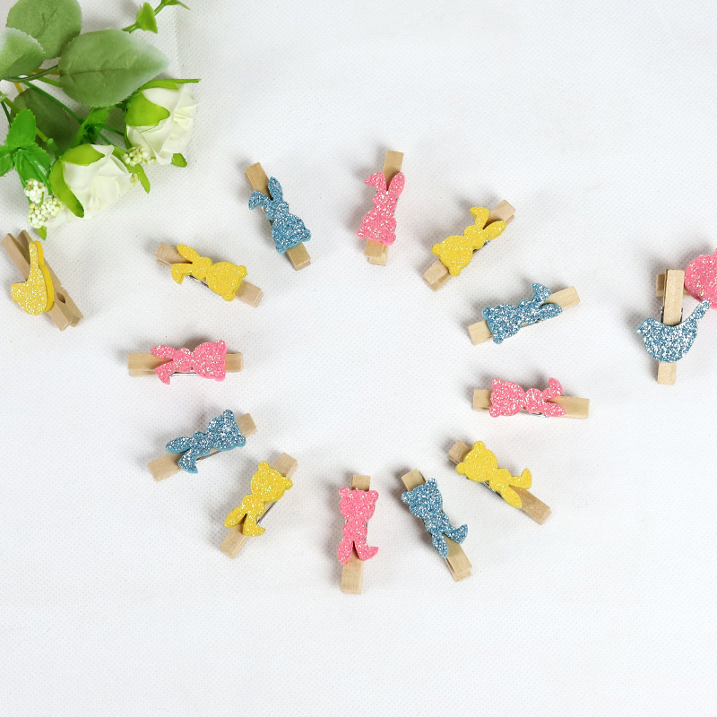wholesale wood gift decor wooden craft party favors card rabbit peg bird clip paper pin clothespin 7