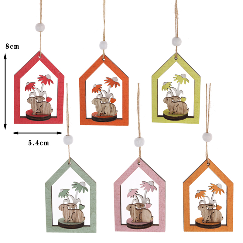 Ostern-Anhänger aus Holz zum Aufhängen, Hase und Baum im Haus, Dekoration, Ostern, Haus 2