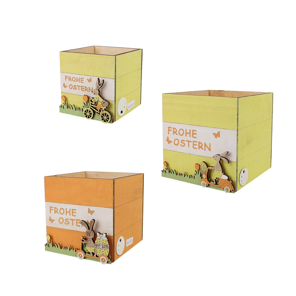 Cesta de madera cuadrada para decoración del hogar con caja de dulces de Pascua 1