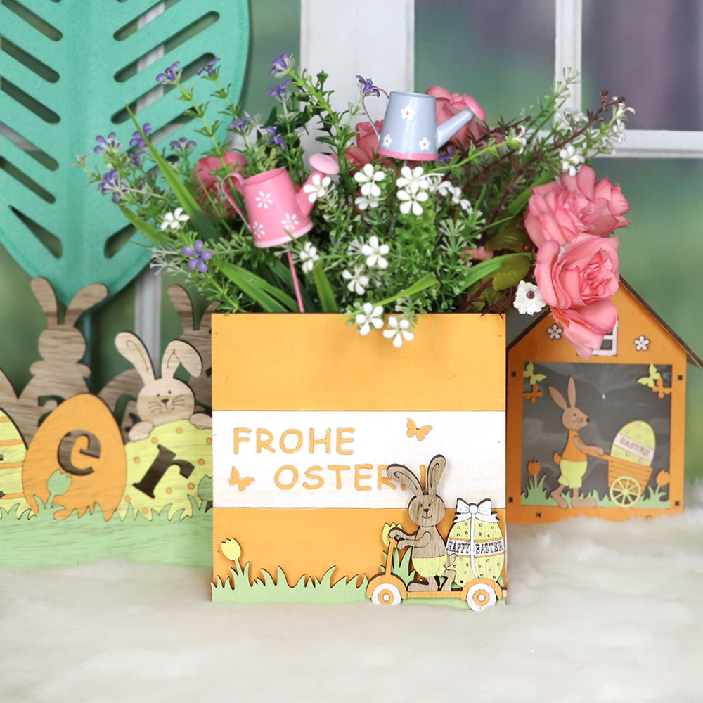 Cesta de madera cuadrada para decoración del hogar con caja de dulces de Pascua 5