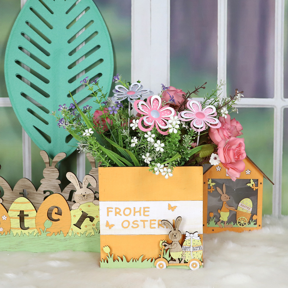 Cesta de madera cuadrada para decoración del hogar con caja de dulces de Pascua 3