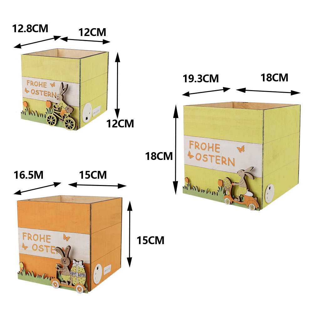 Cesta de madera cuadrada para decoración del hogar con caja de dulces de Pascua 2