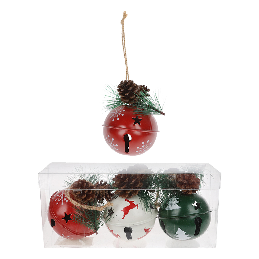 Factory crafts Christmas bell with pine cone Xmas tree hanging 2