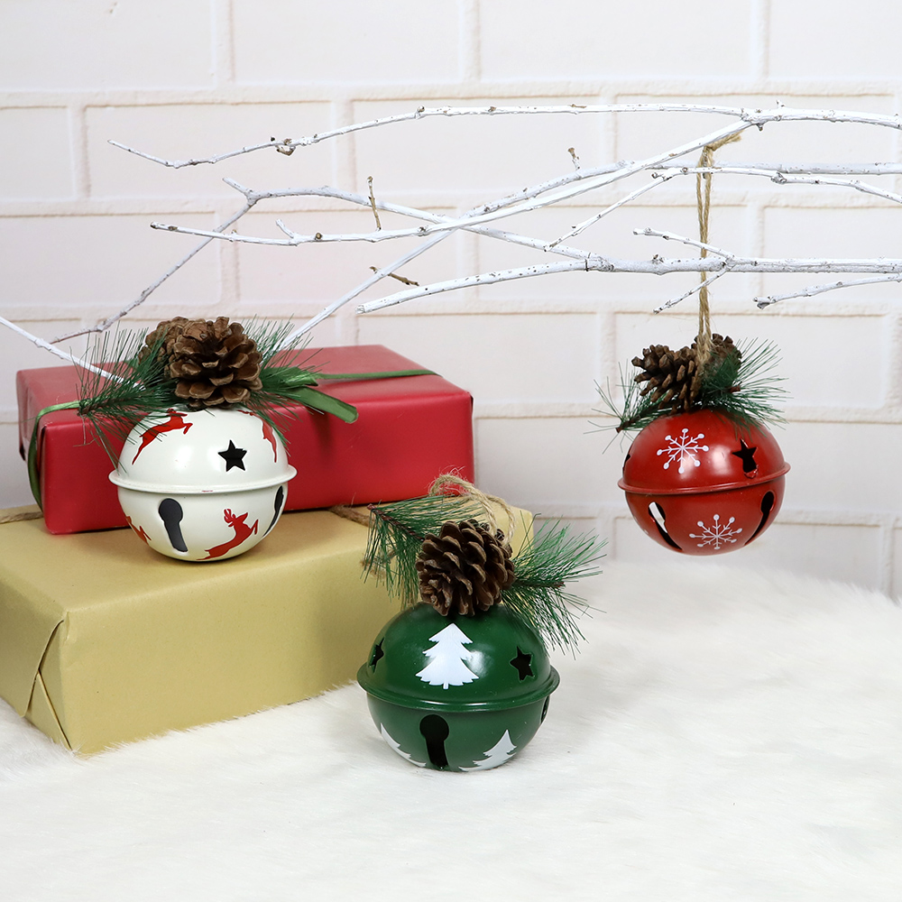 Factory crafts Christmas bell with pine cone Xmas tree hanging 1