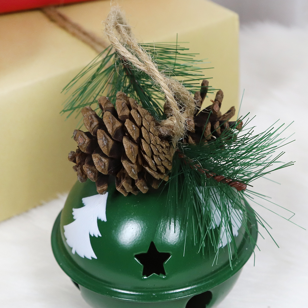 Factory crafts Christmas bell with pine cone Xmas tree hanging 6