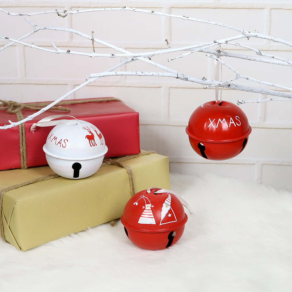 Venta al por mayor de cascabeles de metal, campanas navideñas, decoración navideña roja, adornos para árbol de Navidad, regalos 1