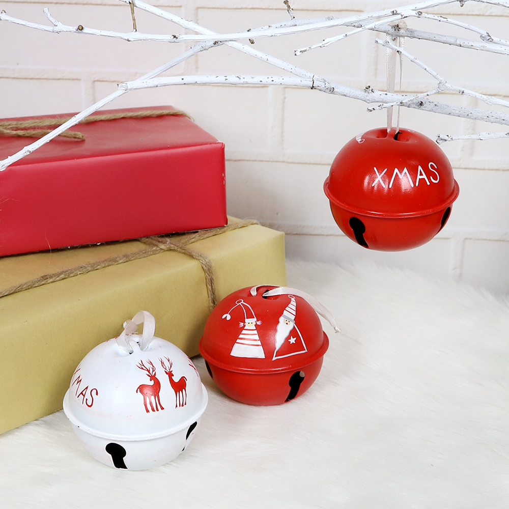 Venta al por mayor de cascabeles de metal, campanas navideñas, decoración navideña roja, adornos para árbol de Navidad, regalos 6