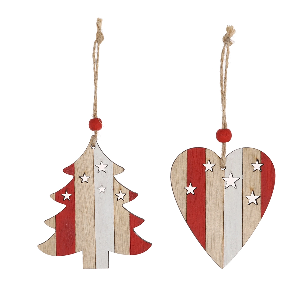 Wood craft Star Heart Santa Christmas Tree Decorations Wooden pendant 1