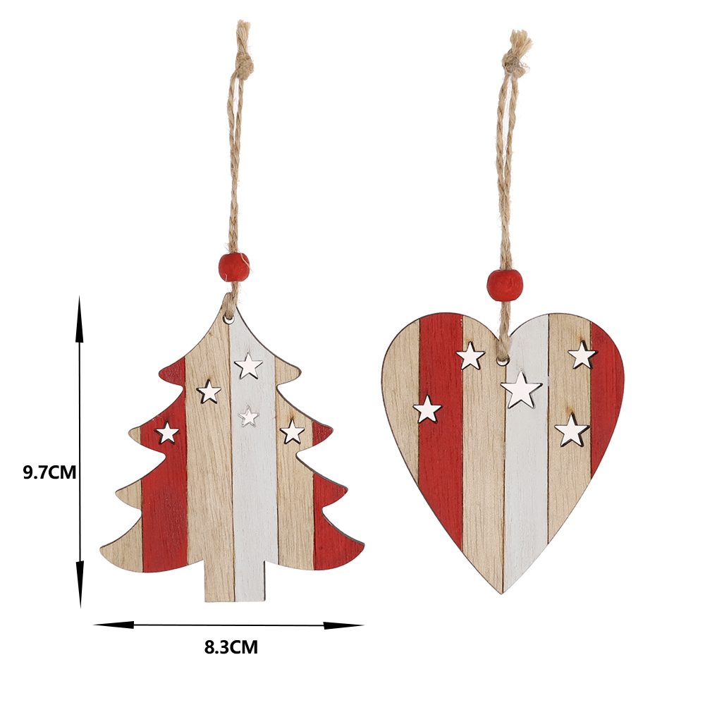 Wood craft Star Heart Santa Christmas Tree Decorations Wooden pendant 2