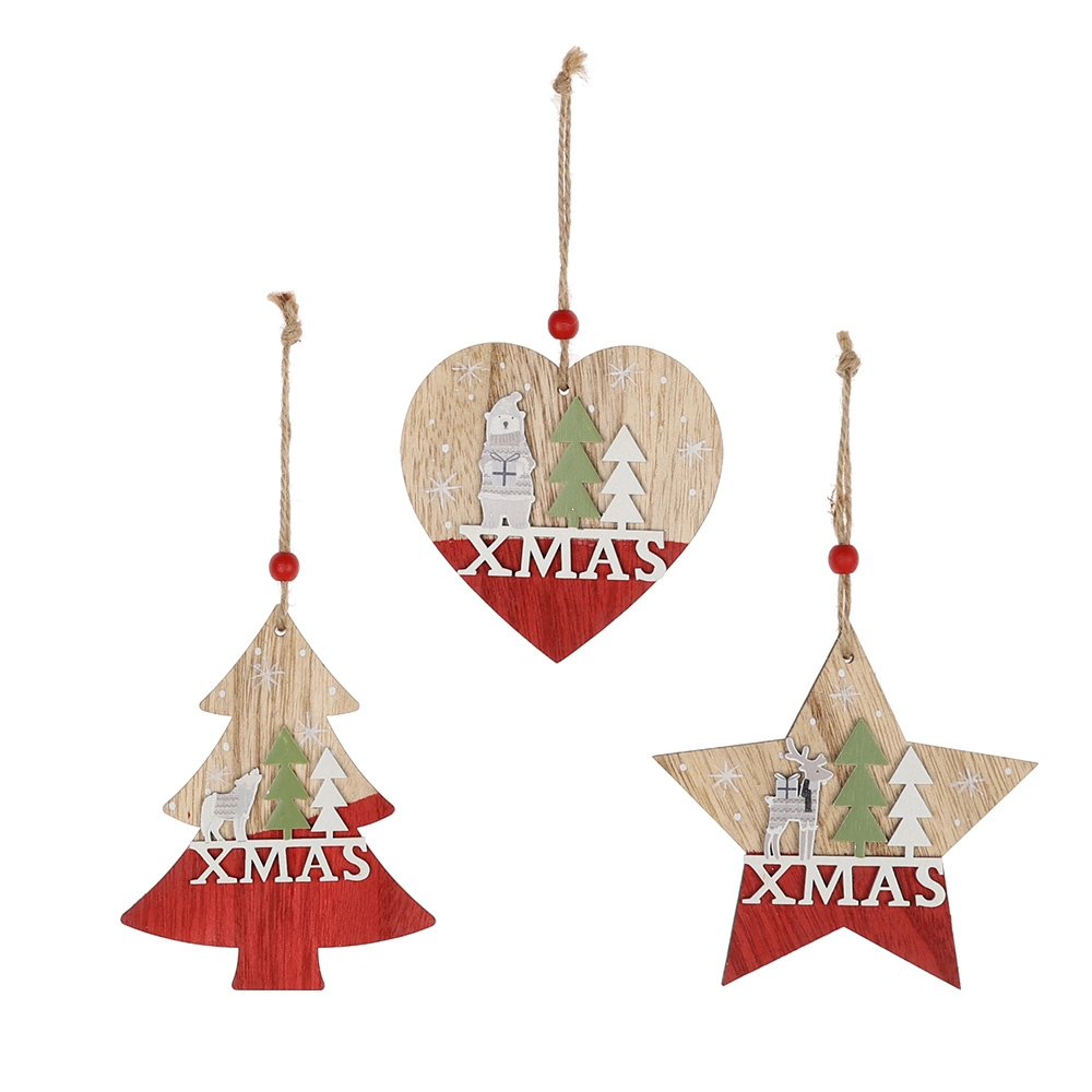Wholesale Christmas Bell Ornaments Decoration Pendant Wooden Hert Tree Hanging For Xmas Christmas Party Home Decors 1