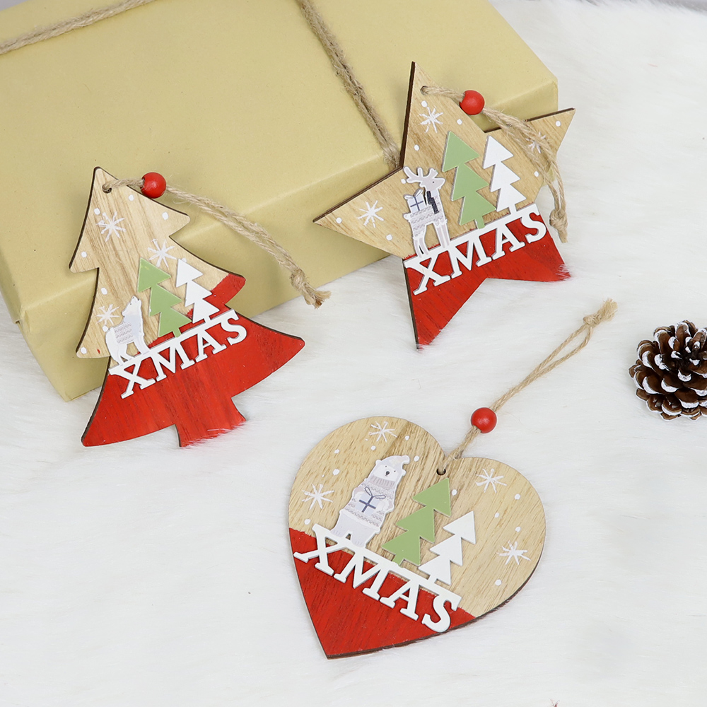 Großhandel Weihnachtsglocke Ornamente Dekoration Anhänger Holz Hert Baum Hängen Für Weihnachten Weihnachtsfeier Home Dekore 5