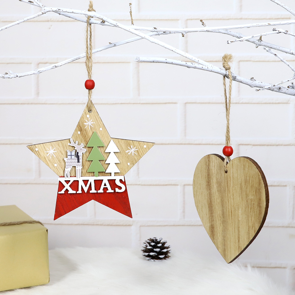 Großhandel Weihnachtsglocke Ornamente Dekoration Anhänger Holz Hert Baum Hängen Für Weihnachten Weihnachtsfeier Home Dekore 6