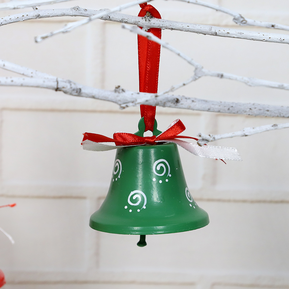 2020 Metal Red White Green Jingle Bell Christmas Tree Pendant Hanging Decoration Ornament For Xmas New Year Party Decoration 4