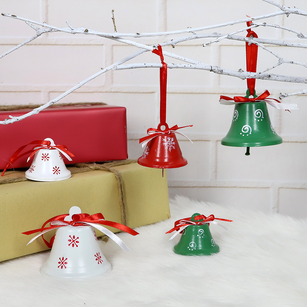 2020 Metal Red White Green Jingle Bell Christmas Tree Pendant Hanging Decoration Ornament For Xmas New Year Party Decoration 5