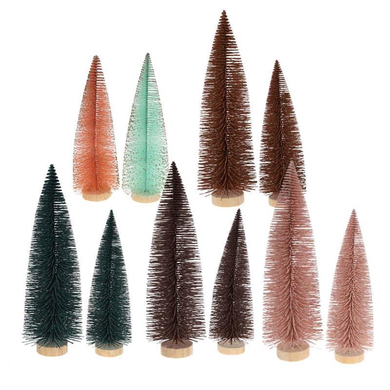 Factory customized artificial mini green pink christmas bottle brush trees for Xmas Holiday Home Party 1