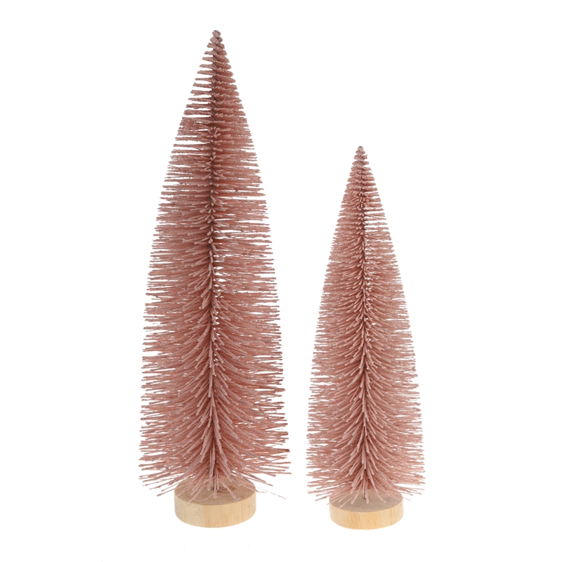 Factory customized artificial mini green pink christmas bottle brush trees for Xmas Holiday Home Party 4