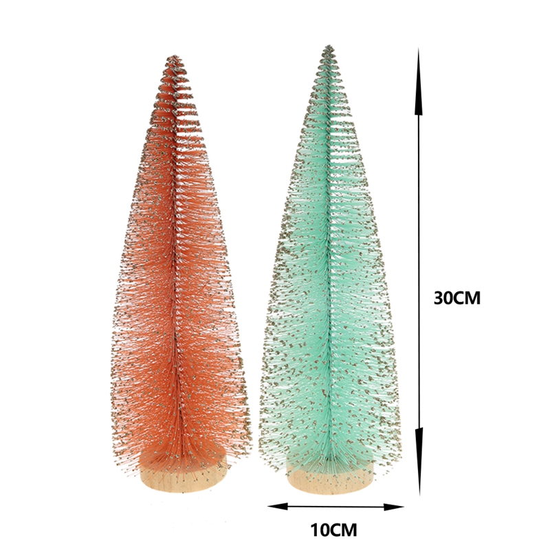 Factory customized artificial mini green pink christmas bottle brush trees for Xmas Holiday Home Party 5