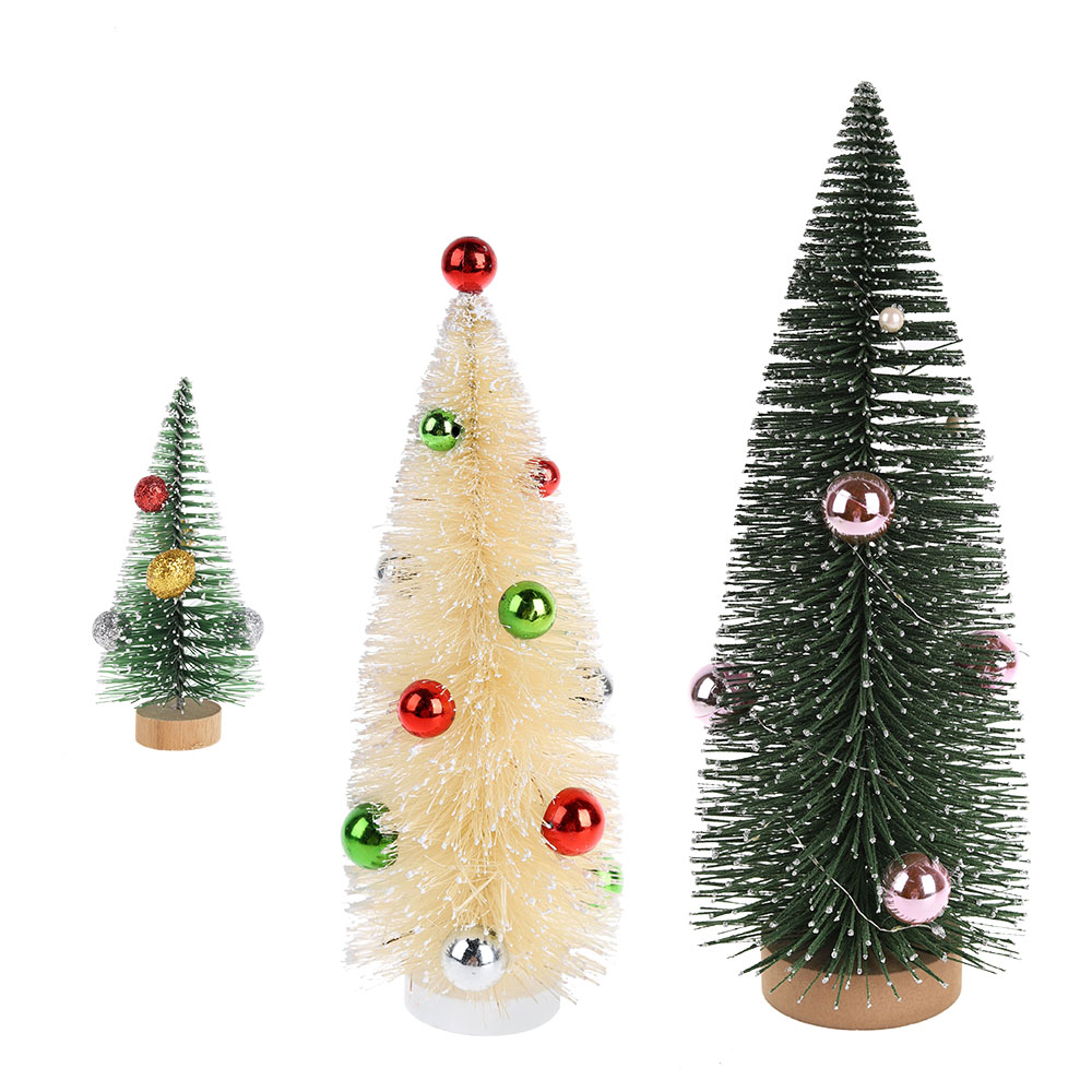 Künstliche Mini-Weihnachtsbäume aus Kunststoff und Holz, gemischte Farben, Flaschenbürste für Weihnachten, Weihnachtsfeier, Heimdekoration 1