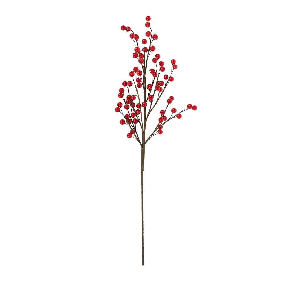 Venta al por mayor de bayas rojas artificiales y piñas de pino de alta calidad para decoración navideña. 1