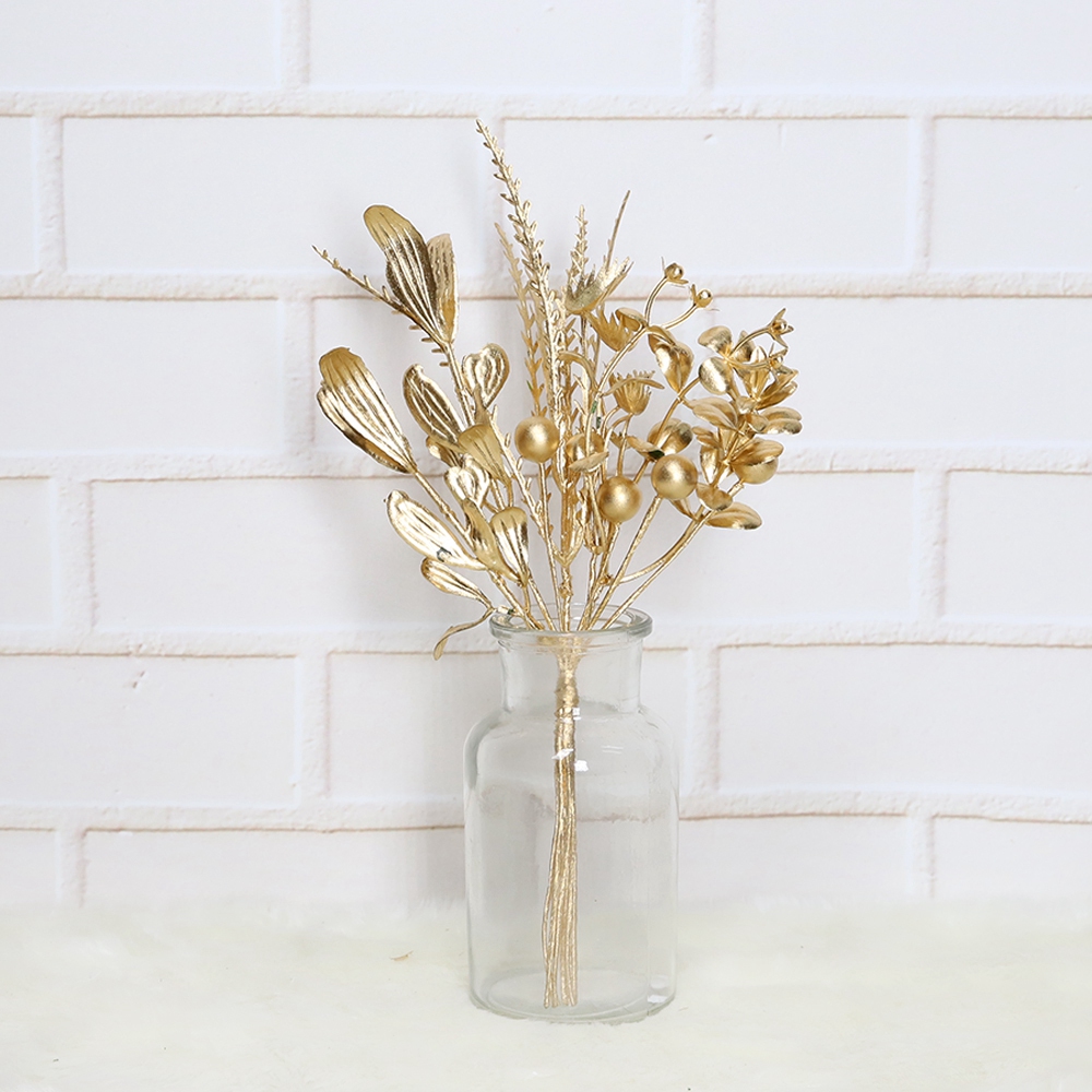 Künstlicher Glitzer-Kunststoff-Gold-Baumzweig für Weihnachtsdekoration 4