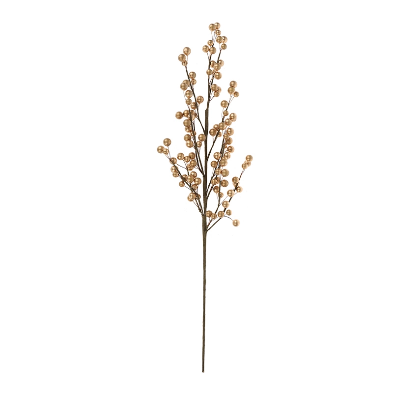 Nuevo diseño de rama de pistacho con flores artificiales doradas, decoración navideña para el hogar. 1