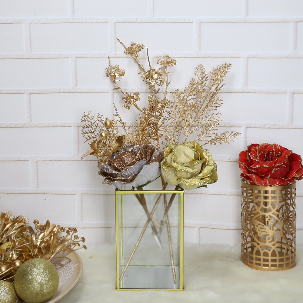2020 Wholesale High Quality Decorative Christmas Plastic Gold Floral Picks 1