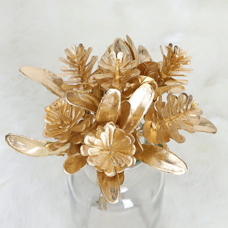 Gold baum zweig kunststoff künstliche blume hause weihnachtsdekorationen 4