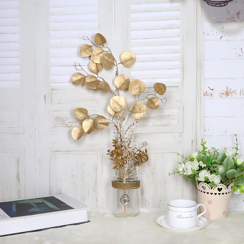 Goldfarbene Pflanzenblätter, Zweige, künstliche Pflanzen, echter Touch, für Zuhause, Büro, Hochzeit, Tischdekoration, DIY, Weihnachtsdeko 5