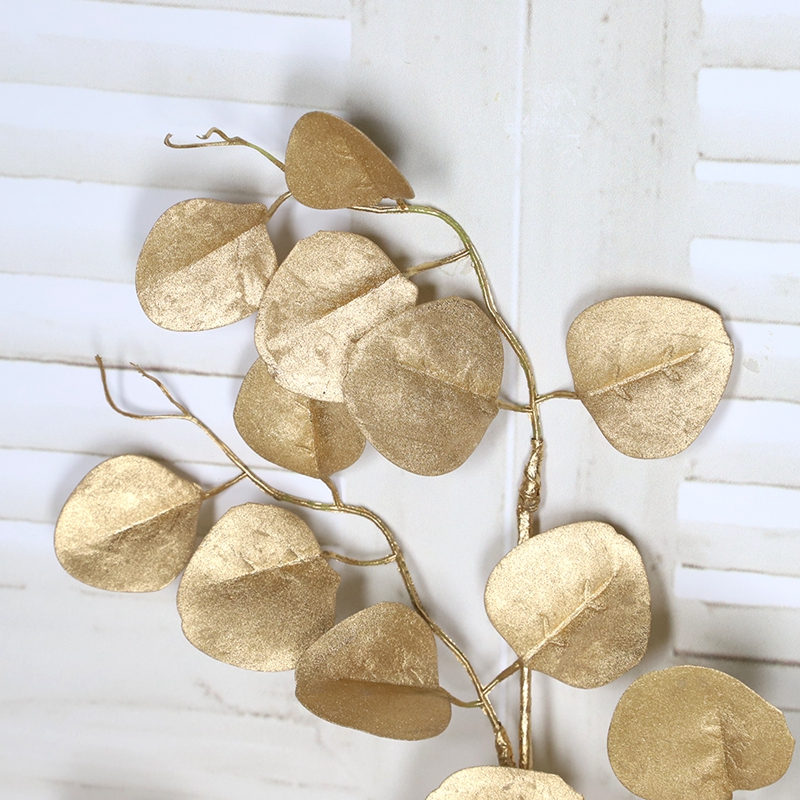 Goldfarbene Pflanzenblätter, Zweige, künstliche Pflanzen, echter Touch, für Zuhause, Büro, Hochzeit, Tischdekoration, DIY, Weihnachtsdeko 3