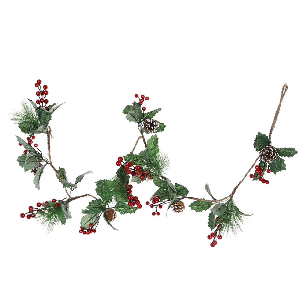 Guirnalda de flores artificiales colgantes de plástico verde largo de alta calidad y bajo pedido mínimo para decoración de árbol de Navidad y bodas. 1