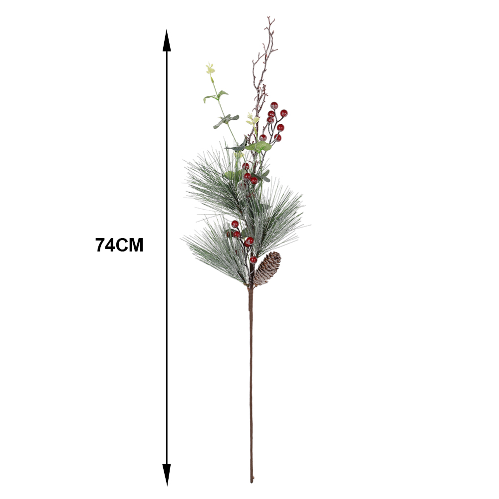 Künstliche Kiefernnadeln für Weihnachten, Heimdekoration, Zubehör, Kunststoff, rote Beerenstiele, Weihnachtsbaumschmuck 2