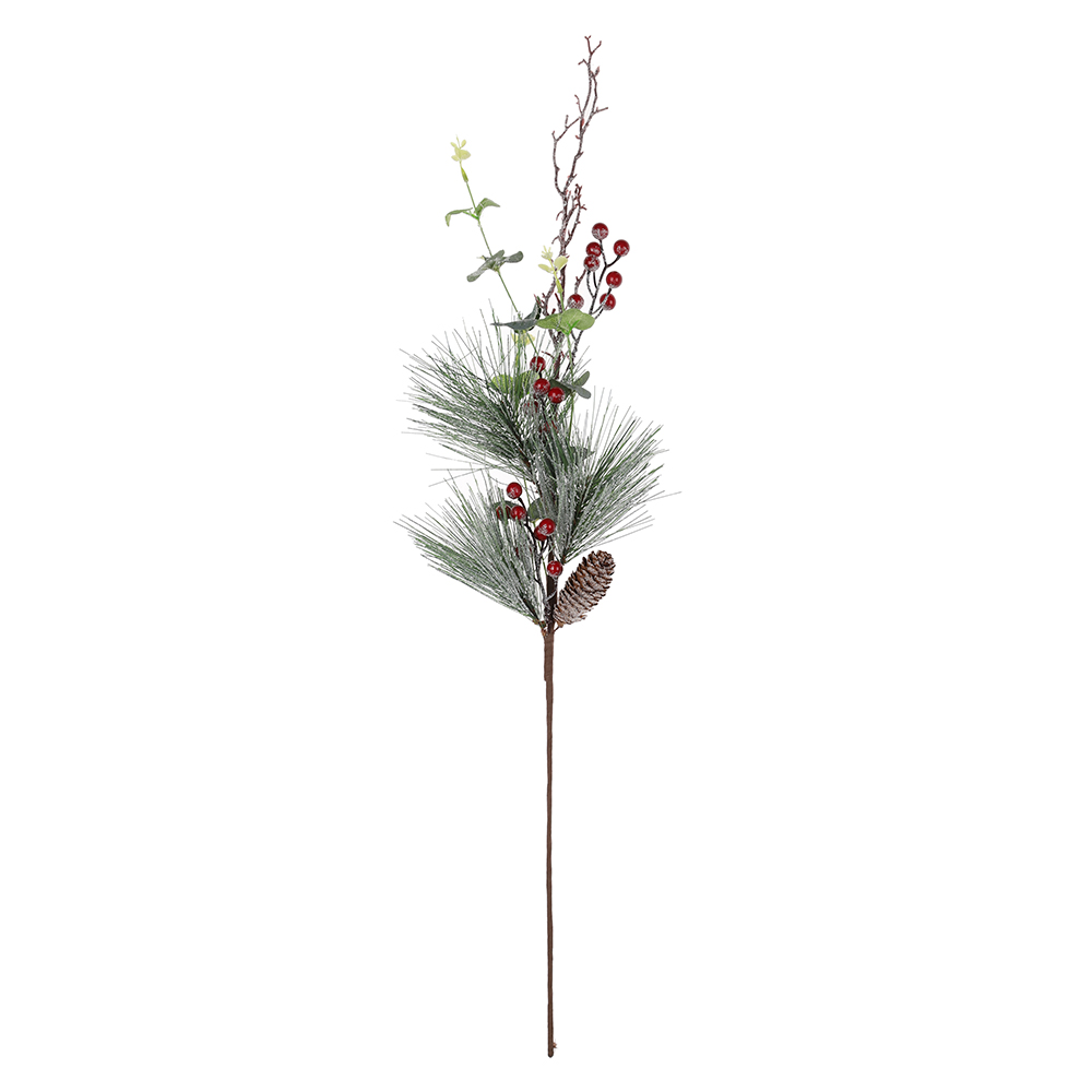 Künstliche Kiefernnadeln für Weihnachten, Heimdekoration, Zubehör, Kunststoff, rote Beerenstiele, Weihnachtsbaumschmuck 1