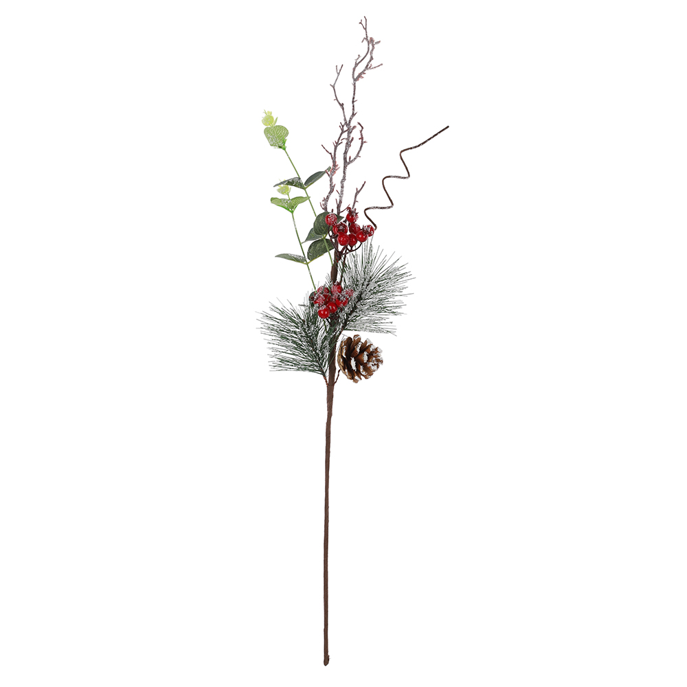 Accesorios de decoración del hogar, ramas de pino artificiales de plástico, frutos rojos, flores falsas para Navidad. 1
