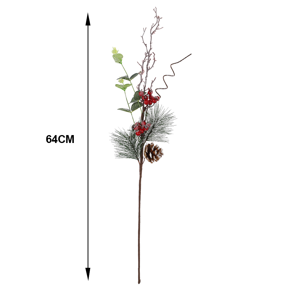 Accesorios de decoración del hogar, ramas de pino artificiales de plástico, frutos rojos, flores falsas para Navidad. 2