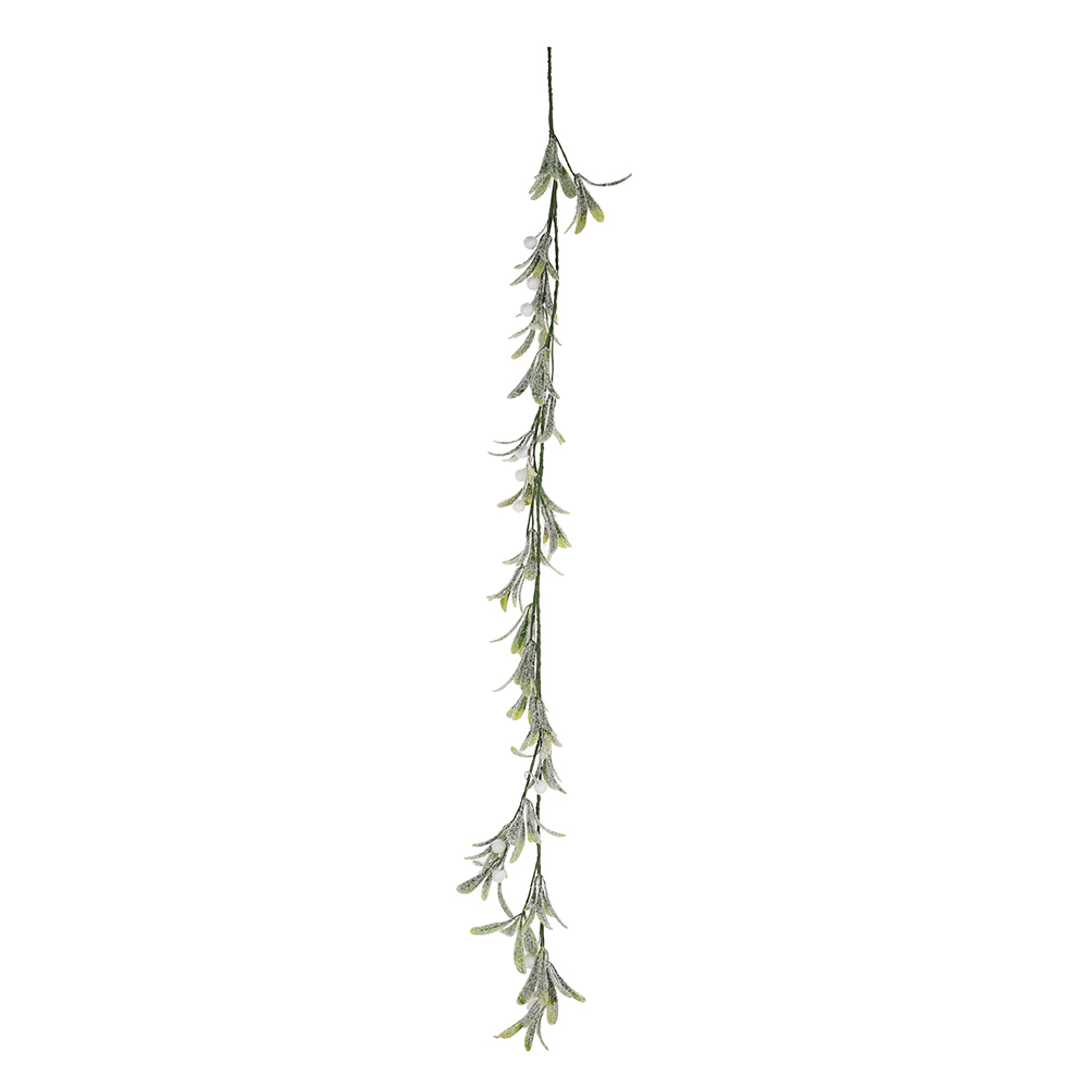 Guirnalda de hojas artificiales de bayas blancas escarchadas, decoración colgante navideña 1