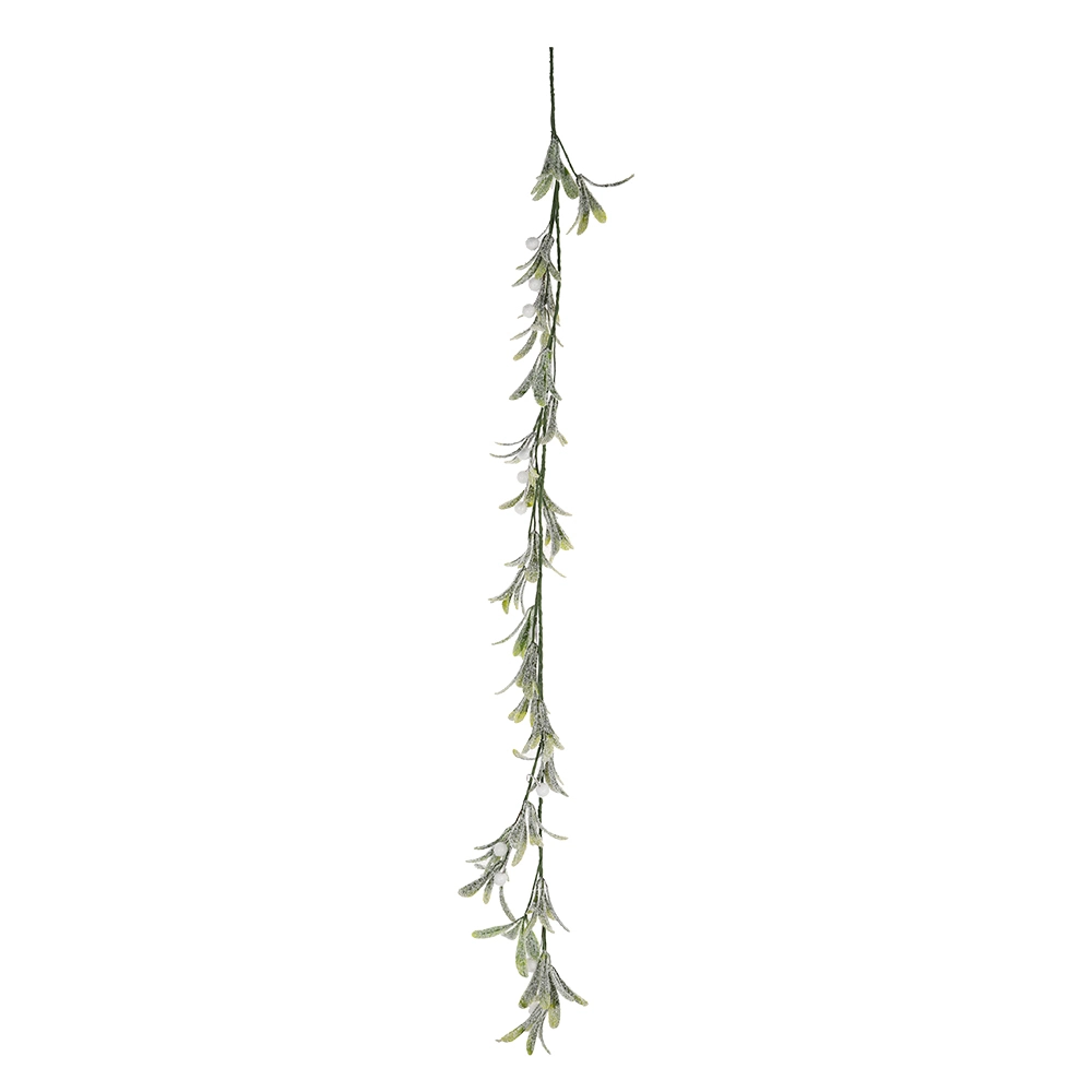 Guirnalda de hojas artificiales de bayas blancas escarchadas, decoración colgante navideña 1