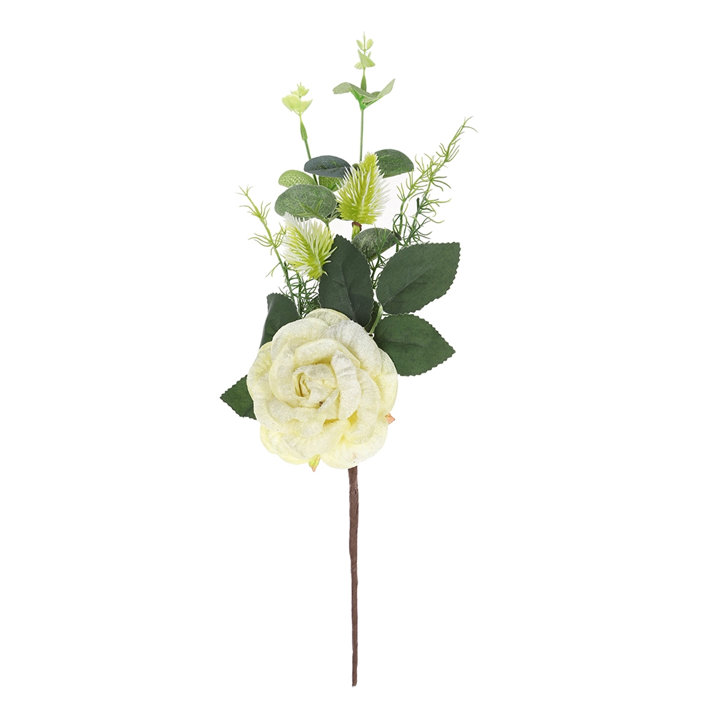 Decoración de corona navideña con flores artificiales y ramas de acebo para manualidades, decoración de mesas, fiestas en el hogar, manualidades florales, adornos para paquetes de regalo. 1